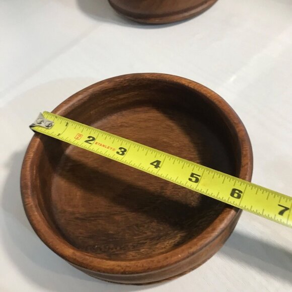 Wooden Bowl Set From Philippines 8 Pieces 4 Small & 2 Serving Bowls Spoon Fork - Picture 11 of 14
